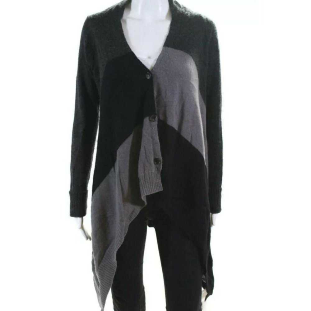 360 Cashmere 100% Cashmere Long Sleeve Hi-Low Hem Cardigan Oversized Sweater S